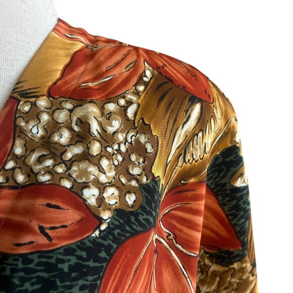 Vintage 80s Autumn Print Wrap Blouse Top - Picture 4 of 11